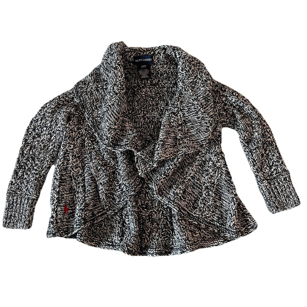 Vtg Ralph Lauren Long Sleeve Open Knit Cardigan Sweater Toddler Girls 2T